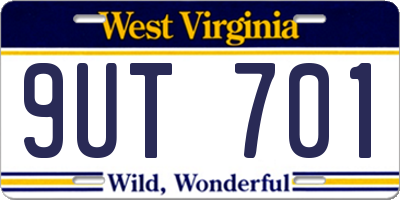 WV license plate 9UT701