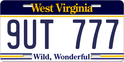 WV license plate 9UT777