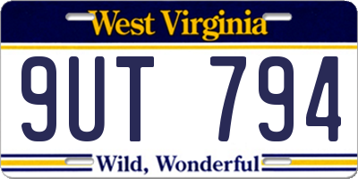 WV license plate 9UT794