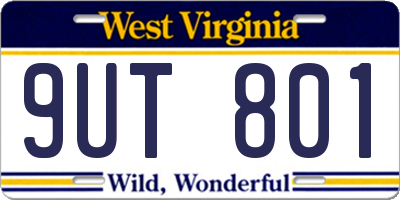 WV license plate 9UT801