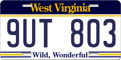 WV license plate 9UT803