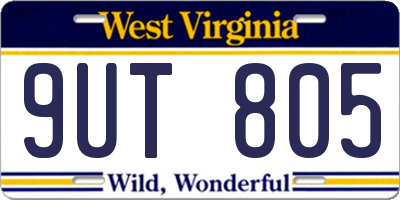 WV license plate 9UT805