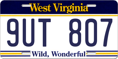 WV license plate 9UT807