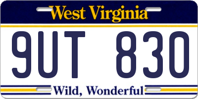 WV license plate 9UT830