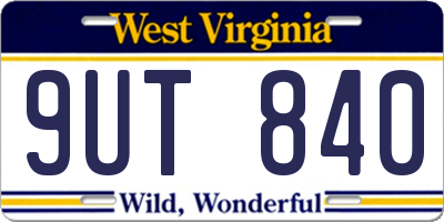 WV license plate 9UT840