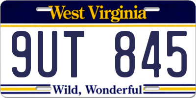 WV license plate 9UT845