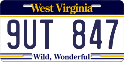 WV license plate 9UT847