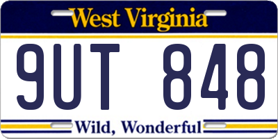 WV license plate 9UT848
