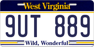 WV license plate 9UT889
