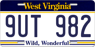 WV license plate 9UT982