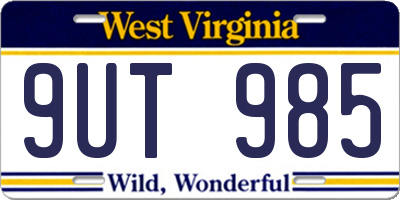 WV license plate 9UT985