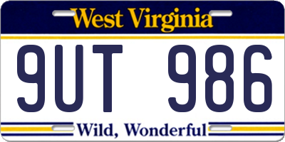 WV license plate 9UT986