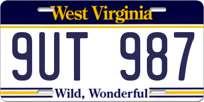 WV license plate 9UT987