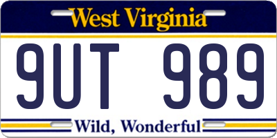 WV license plate 9UT989