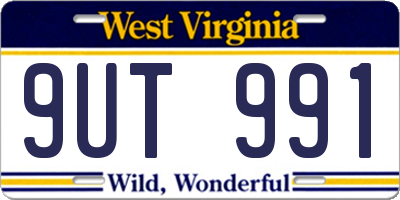 WV license plate 9UT991