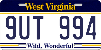 WV license plate 9UT994