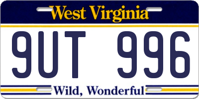 WV license plate 9UT996