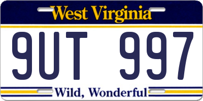WV license plate 9UT997