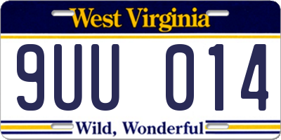 WV license plate 9UU014