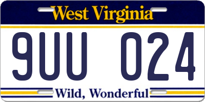 WV license plate 9UU024