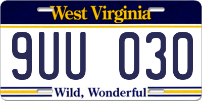 WV license plate 9UU030
