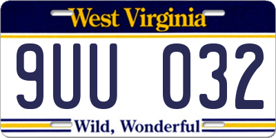 WV license plate 9UU032
