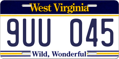 WV license plate 9UU045