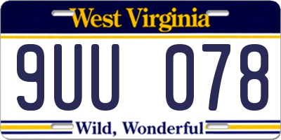 WV license plate 9UU078