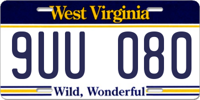 WV license plate 9UU080