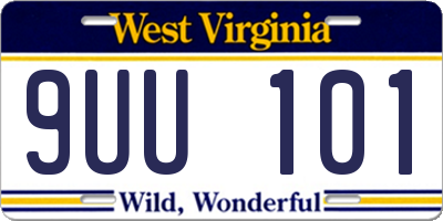 WV license plate 9UU101
