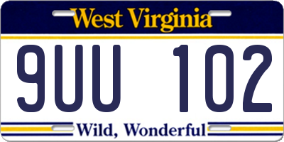 WV license plate 9UU102