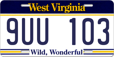 WV license plate 9UU103