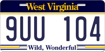 WV license plate 9UU104