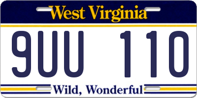 WV license plate 9UU110