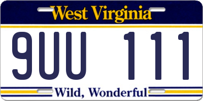 WV license plate 9UU111