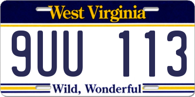 WV license plate 9UU113