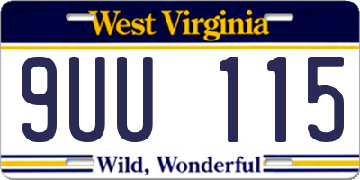 WV license plate 9UU115