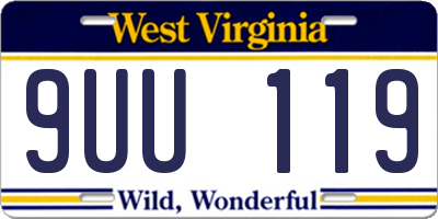 WV license plate 9UU119