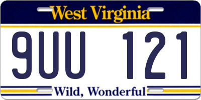 WV license plate 9UU121
