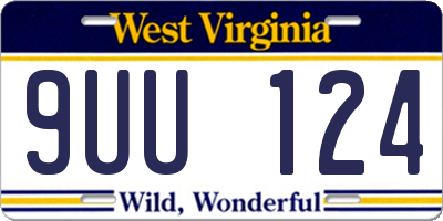WV license plate 9UU124