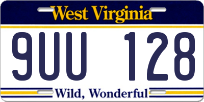 WV license plate 9UU128