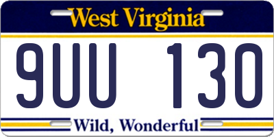 WV license plate 9UU130