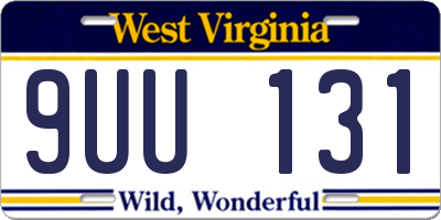 WV license plate 9UU131