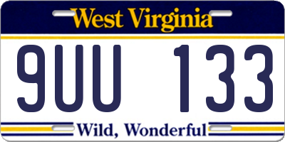 WV license plate 9UU133