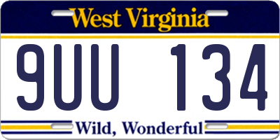 WV license plate 9UU134
