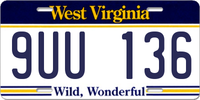 WV license plate 9UU136