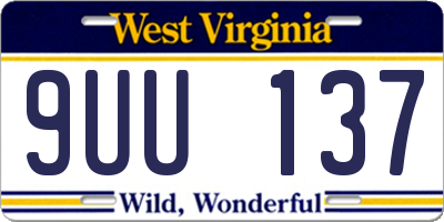 WV license plate 9UU137