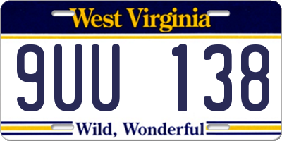 WV license plate 9UU138