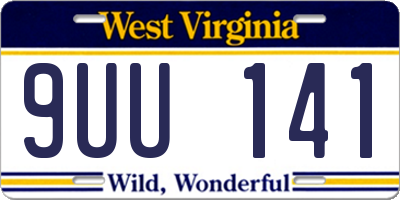 WV license plate 9UU141