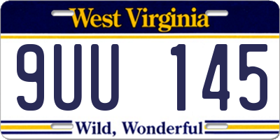 WV license plate 9UU145